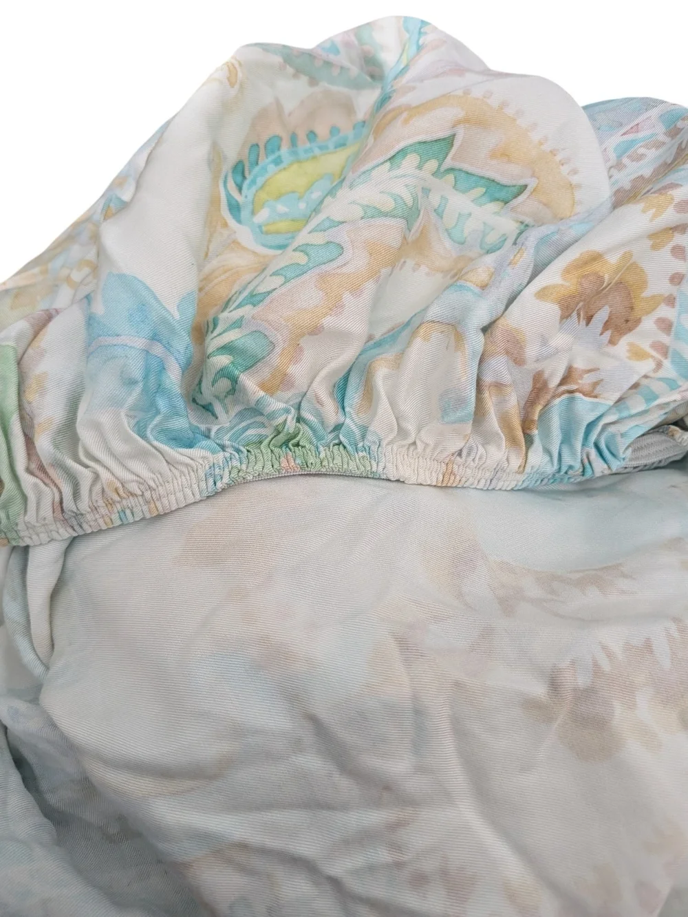 Soft Surroundings 4Pc Queen Bamboo Sheet Set Aqua Paisley Cooling Luxury Bedding